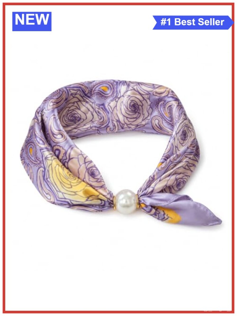 Silk Feel Satin Scarf Necklace Magnetic Pearl Choker Skinny Neckerchief Women